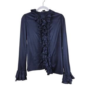 Ralph Lauren Collection Purple Label Button Down Ruffled Long Sleeve Top
Sz M